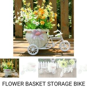 Plastic wicker Tricycle flower basket